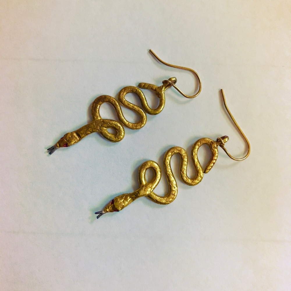 Snake-motif gold earrings